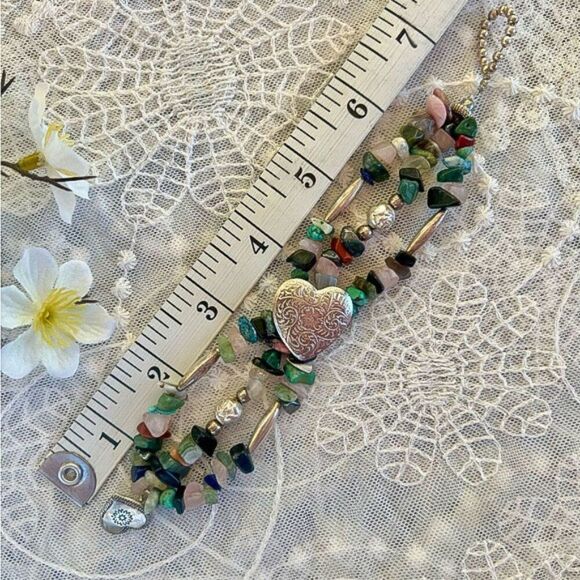 Artisan Crafted Heart & Tumbled Gemstone Bracelet - Picture 11 of 16